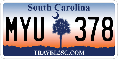 SC license plate MYU378
