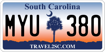 SC license plate MYU380