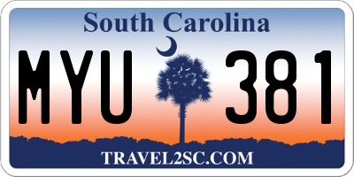 SC license plate MYU381
