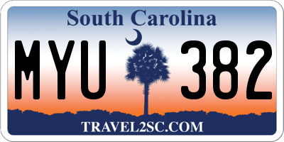 SC license plate MYU382