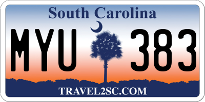 SC license plate MYU383