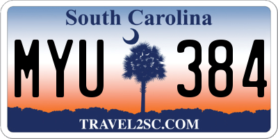 SC license plate MYU384