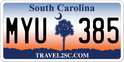 SC license plate MYU385