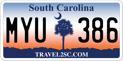 SC license plate MYU386