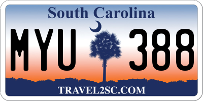SC license plate MYU388