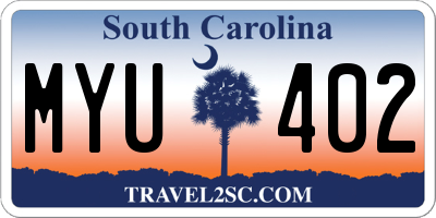 SC license plate MYU402