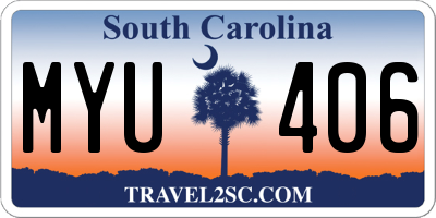 SC license plate MYU406