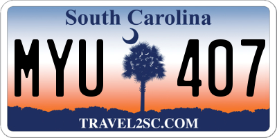 SC license plate MYU407