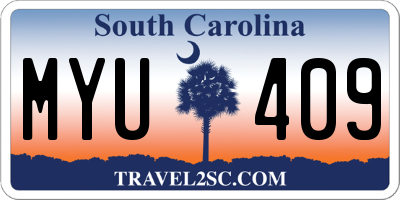 SC license plate MYU409