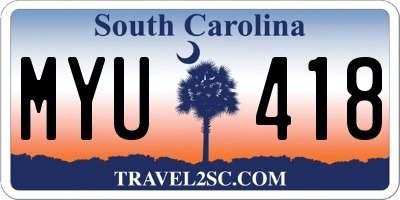 SC license plate MYU418