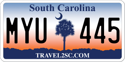 SC license plate MYU445