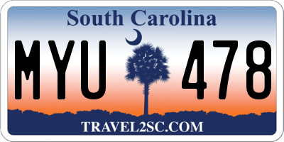SC license plate MYU478