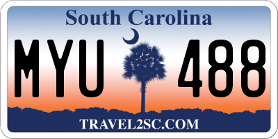 SC license plate MYU488