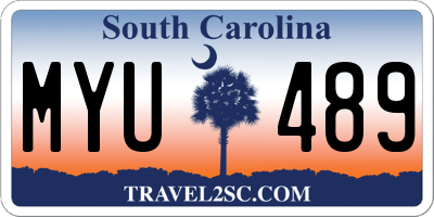 SC license plate MYU489