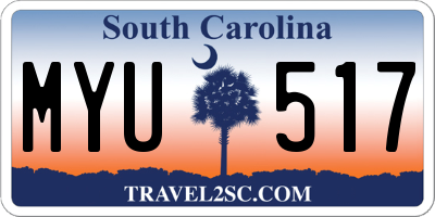 SC license plate MYU517