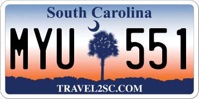SC license plate MYU551