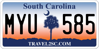 SC license plate MYU585