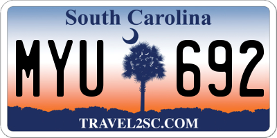 SC license plate MYU692