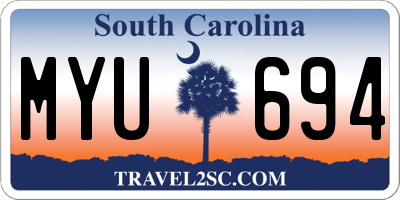 SC license plate MYU694