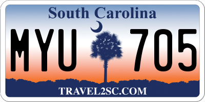 SC license plate MYU705