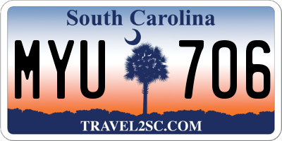 SC license plate MYU706