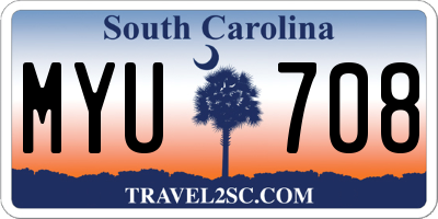 SC license plate MYU708