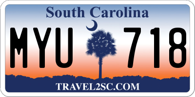 SC license plate MYU718