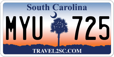 SC license plate MYU725