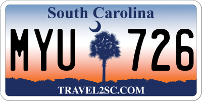 SC license plate MYU726