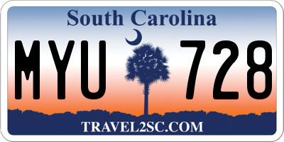 SC license plate MYU728