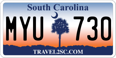 SC license plate MYU730