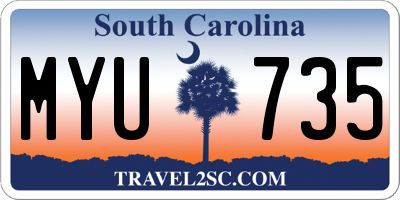 SC license plate MYU735