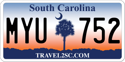 SC license plate MYU752