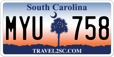 SC license plate MYU758