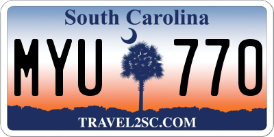 SC license plate MYU770