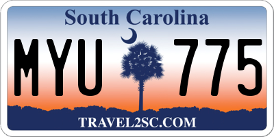 SC license plate MYU775