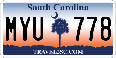 SC license plate MYU778