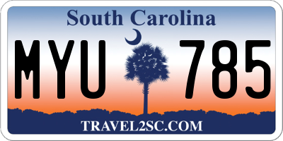 SC license plate MYU785