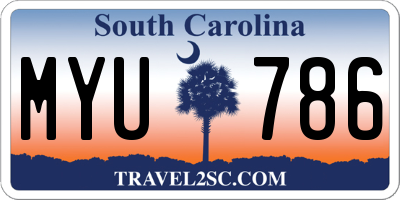 SC license plate MYU786