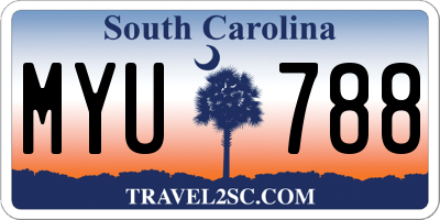 SC license plate MYU788