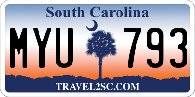 SC license plate MYU793