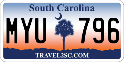 SC license plate MYU796