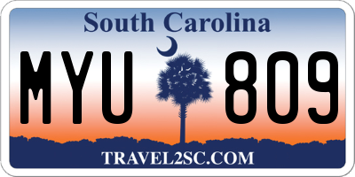 SC license plate MYU809
