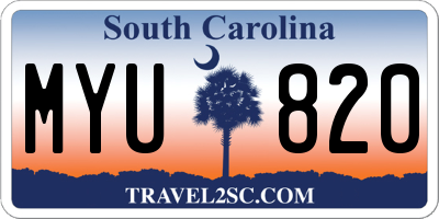 SC license plate MYU820