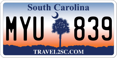 SC license plate MYU839