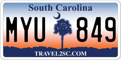 SC license plate MYU849
