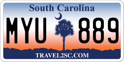SC license plate MYU889