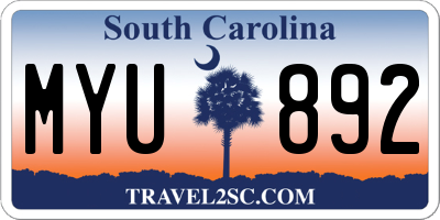 SC license plate MYU892
