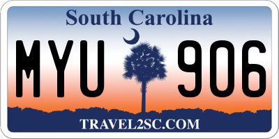 SC license plate MYU906