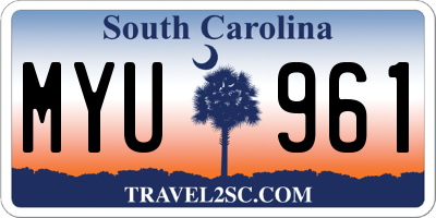 SC license plate MYU961